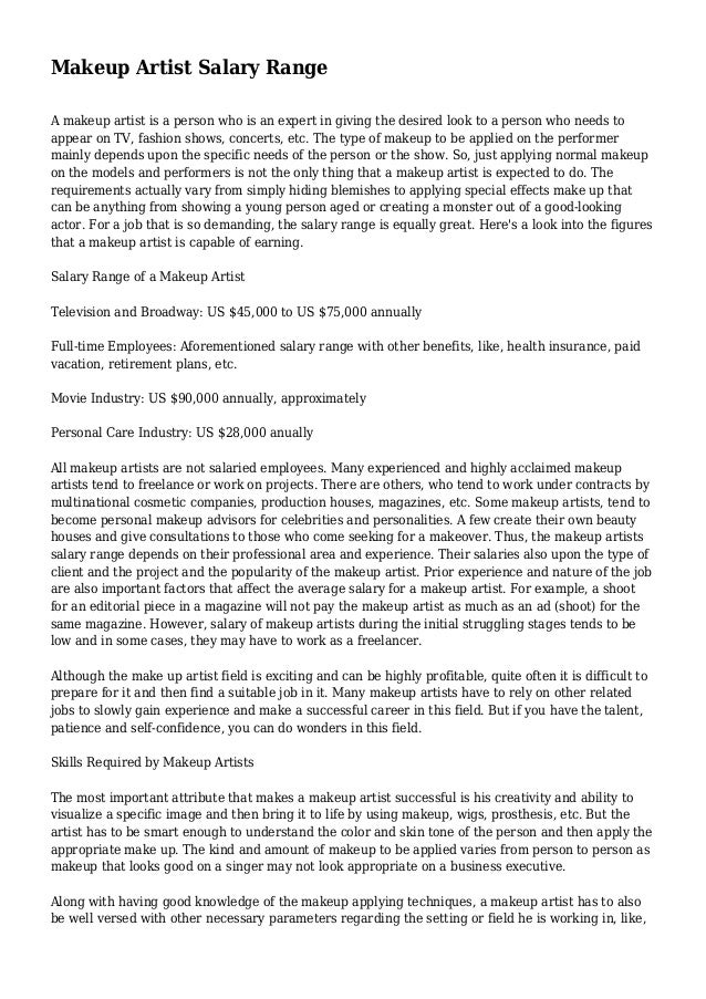 Makeup artist salary range Makeup artist salary range